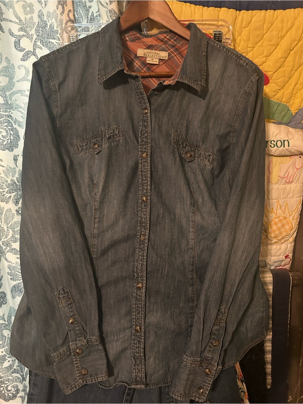 Natural Reflections Plaid Shirt in Rust and Navy